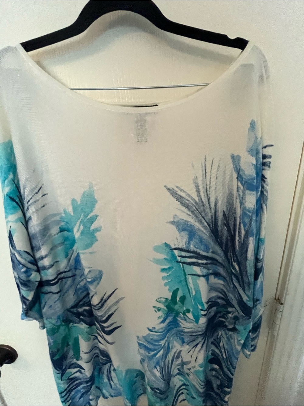 Ralph Lauren White Tunic with Blue and Teal Botanical Print